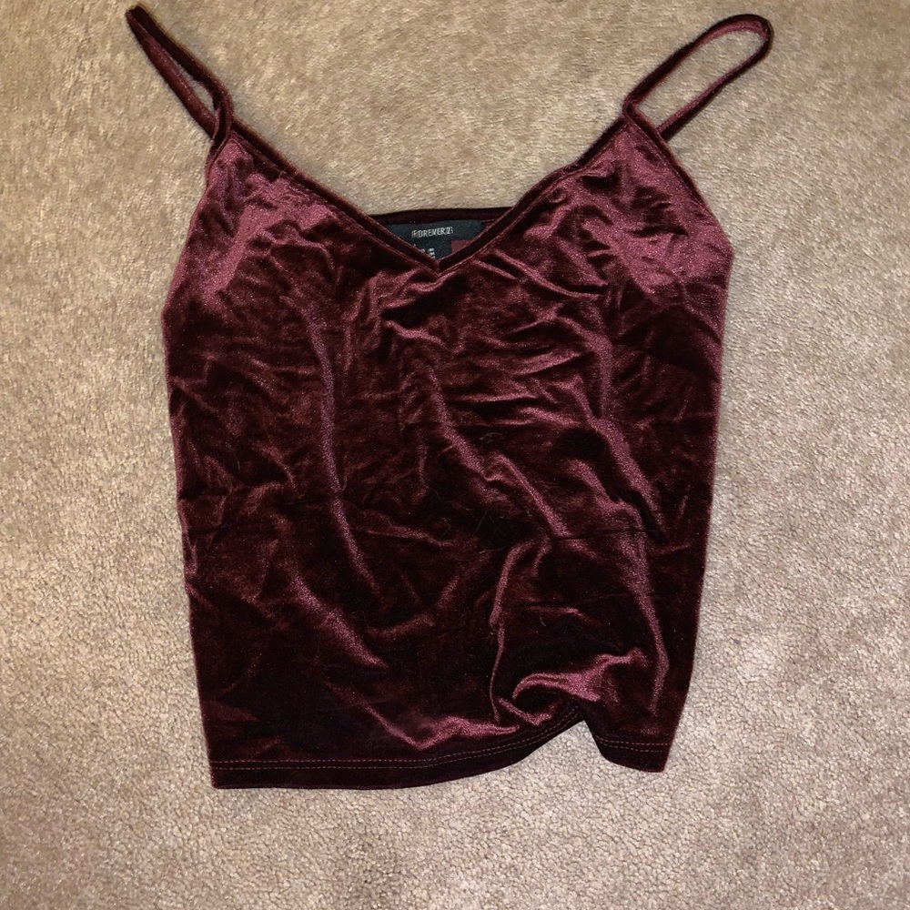 Forever 21 velvet, Maroon, v-neck tank crop top